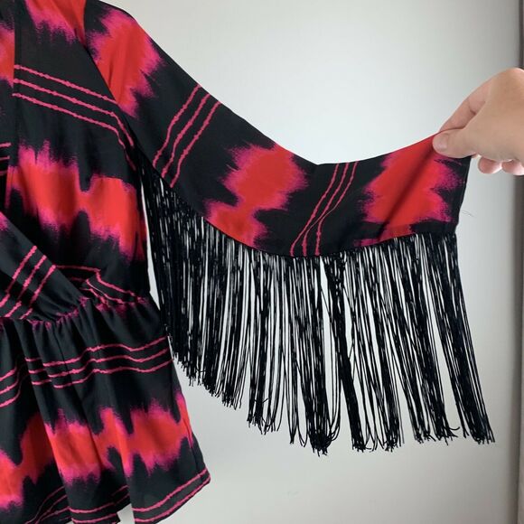 Material Girl Romper Shorties Outfit Pink Black Fringe Small Xs Extra Small. - Picture 5 of 9